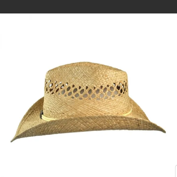 Jaxon Unisex  Straw Western Cowboy Hat One Size - Picture 3 of 14